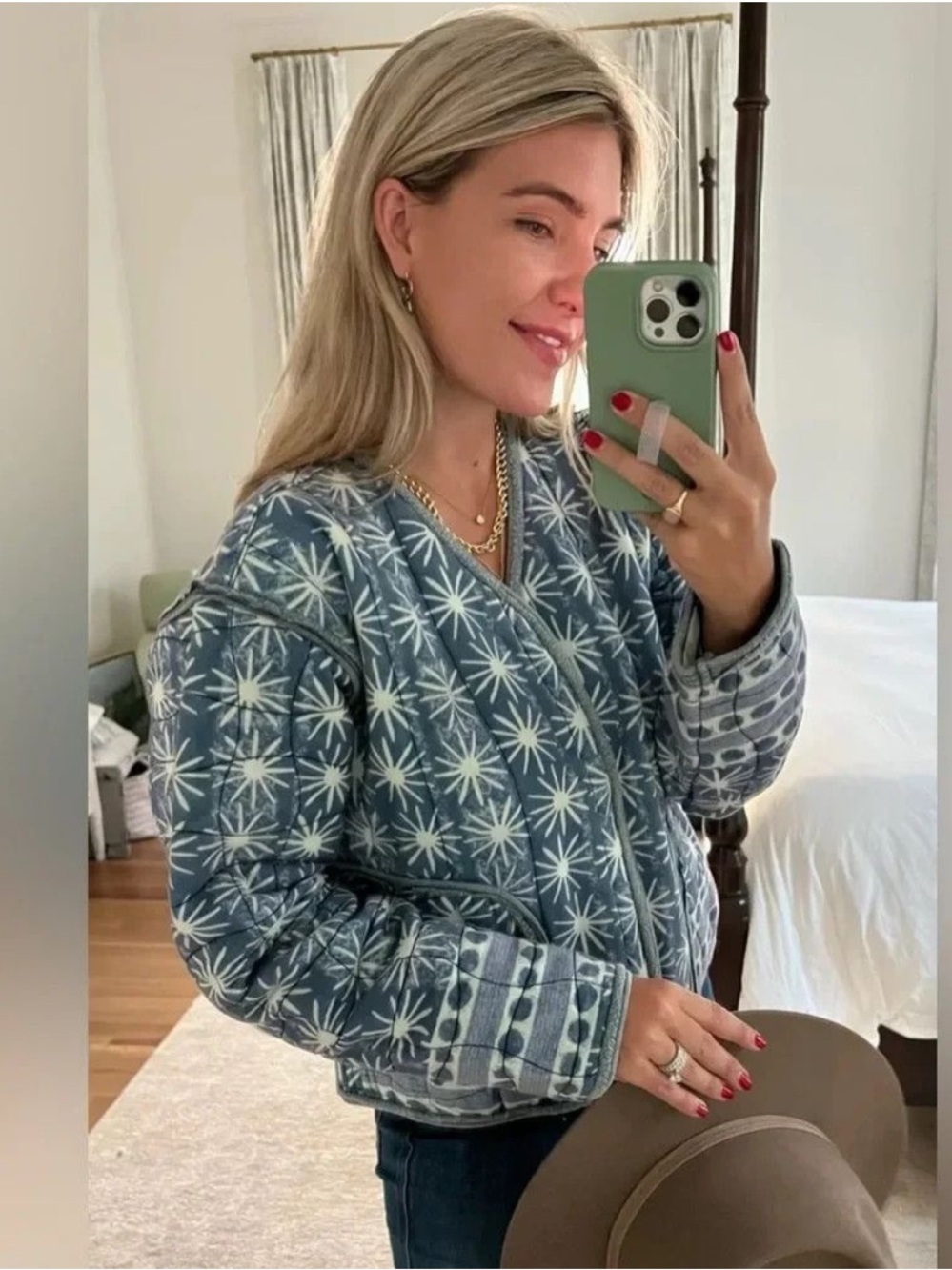 Free People Kara Quilted Cardi - “Pacific Combo”